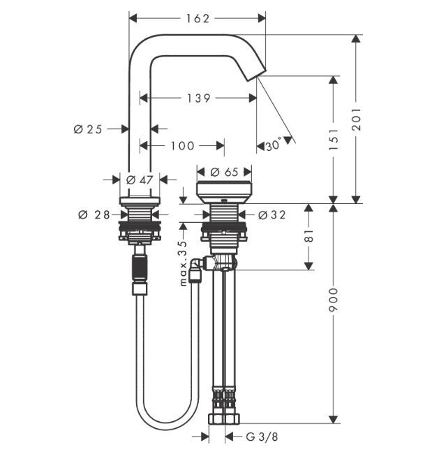 Hansgrohe Tecturis S Select bateria umywalkowa 2-otworowa 150 CoolStart Ecosmart brąz szczotkowany 73353140