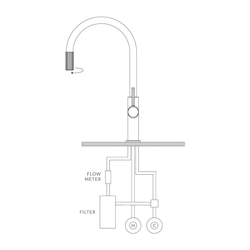 Omnires Switch bateria kuchenna dwuobwodowa z filtrem DAFI D1 nikiel SW9057-FD1NI
