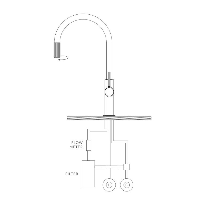 Omnires Switch bateria kuchenna dwuobwodowa z filtrem DAFI D1 czarny mat SW9057-FD1BL
