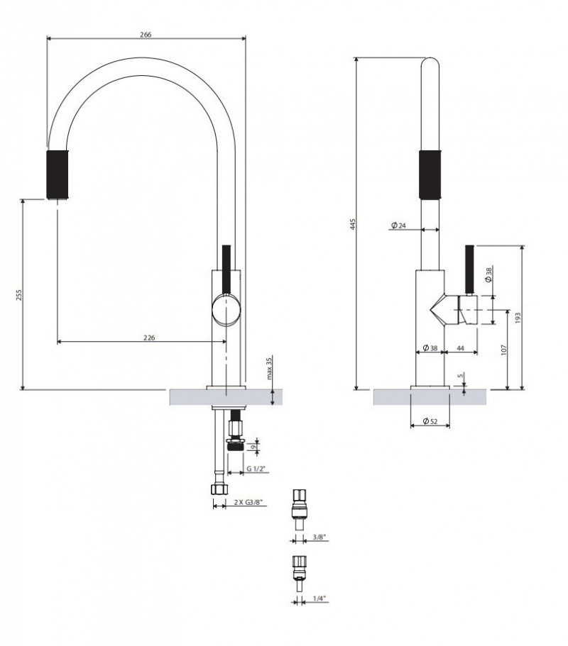 Omnires Switch bateria kuchenna dwuobwodowa do podłączenia filtra miedź SW9057CP