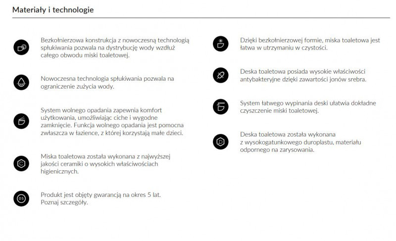 Omnires Ottawa Comfort muszla wisząca bezkołnierzowa 54 cm + deska wolnoopadająca biały mat OTTAWACMWBM
