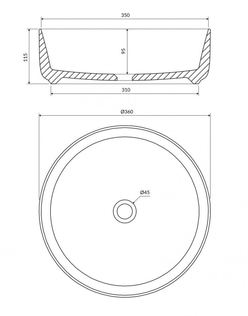 Omnires Tulsa umywalka nablatowa 36x36 cm biały mat TULSA355BM