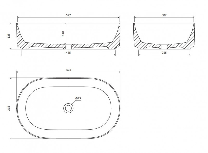 Omnires Mesa umywalka nablatowa 53x32 cm biały mat MESA530BM