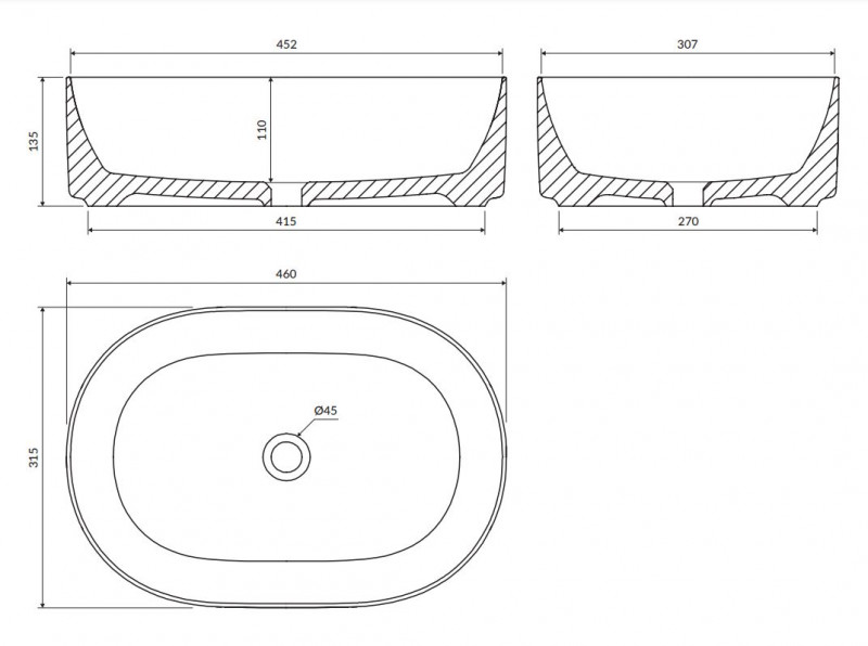 Omnires Mesa umywalka nablatowa 46x31 cm biały połysk MESA460BP