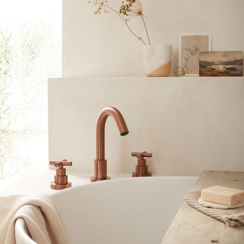 Vado Elements Water bateria wannowa trzyotworowa miedź brąz szczotkowany IND-ELW135/NH-BRZ