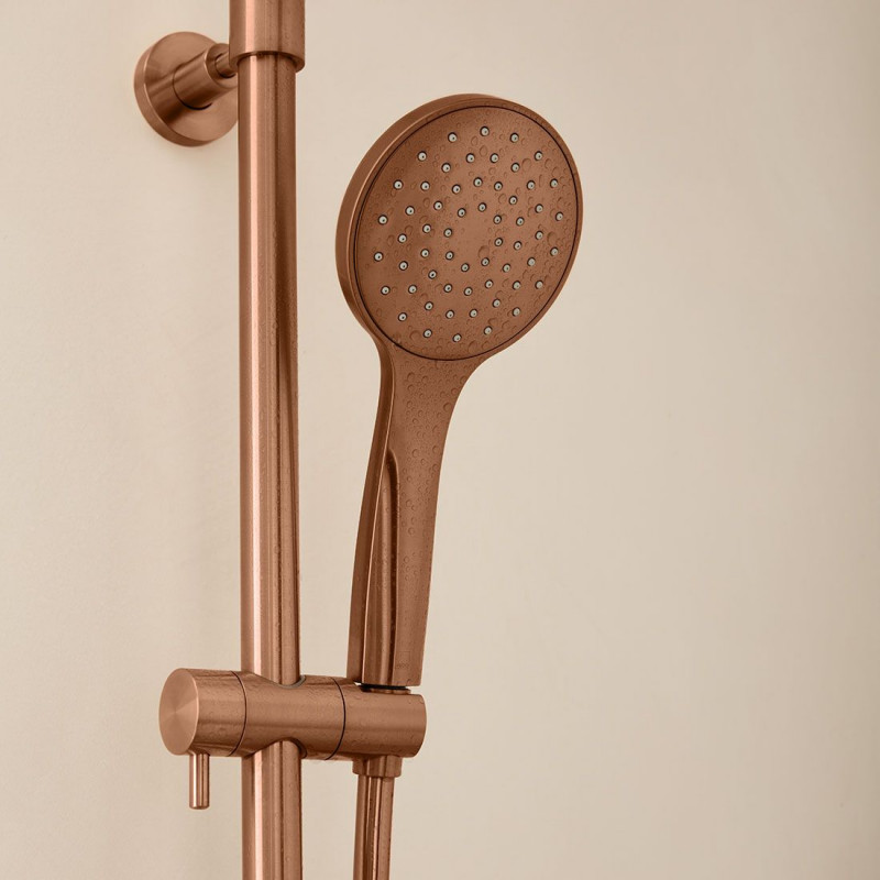 Vado Individual zestaw prysznicowy ścienny z termostatem miedź brąz szczotkowany IND-149RRK-RO-BRZ