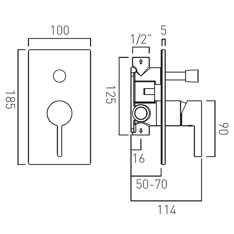 Vado Edit kompletny zestaw prysznicowy podtynkowy z deszczownicą 30x30 i drążkiem miedź brąz szczotkowany IND-SS-EDI2-BRZ