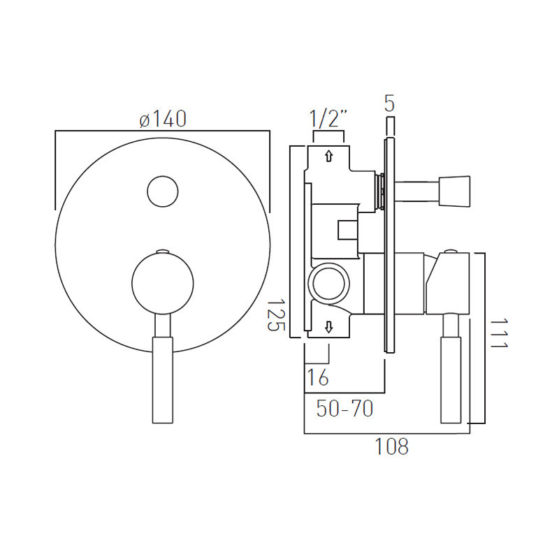 Vado Origins kompletny zestaw prysznicowy podtynkowy z deszczownicą 30x30 i drążkiem miedź brąz szczotkowany IND-SS-ORI2-BRZ