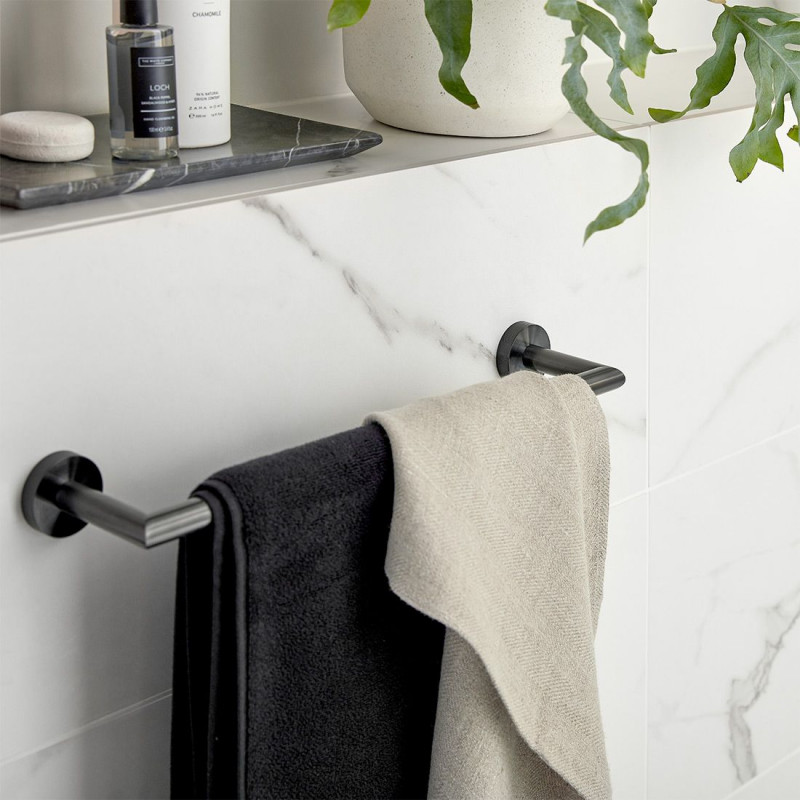Vado Spa Knurled wieszak na ręcznik reling 45 cm czarny szczotkowany IND-SPA184-45-BLKK