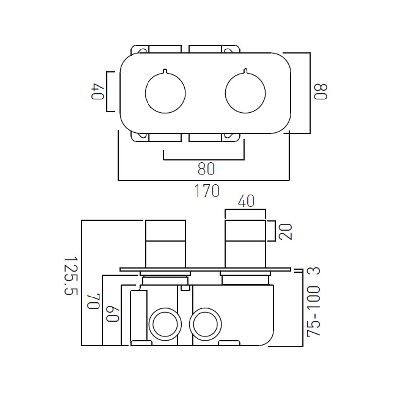 Vado Tablet bateria termostatyczna podtynkowa 2-drożna miedź brąz szczotkowany IND-T148/2-H-ALT-BRZ