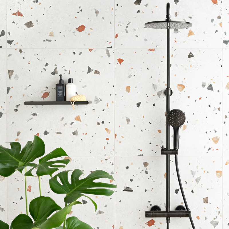 Vado Individual zestaw prysznicowy ścienny z termostatem czarny szczotkowany IND-149RRK-RO-BLK