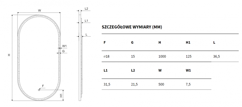 Excellent Corido lustro owalne LED w ramie aluminiowej 100x50 cm złoty szczotkowany DOEX.CO100.050.GB