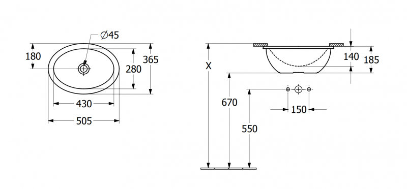 Villeroy&Boch Loop&Friends umywalka podblatowa 43x28 biała weiss alpin CeramicPlus 4A5301R1