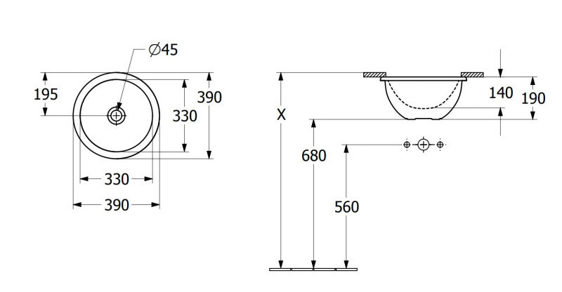 Villeroy&Boch Loop&Friends umywalka podblatowa 33x33 biała weiss alpin CeramicPlus 4A5101R1