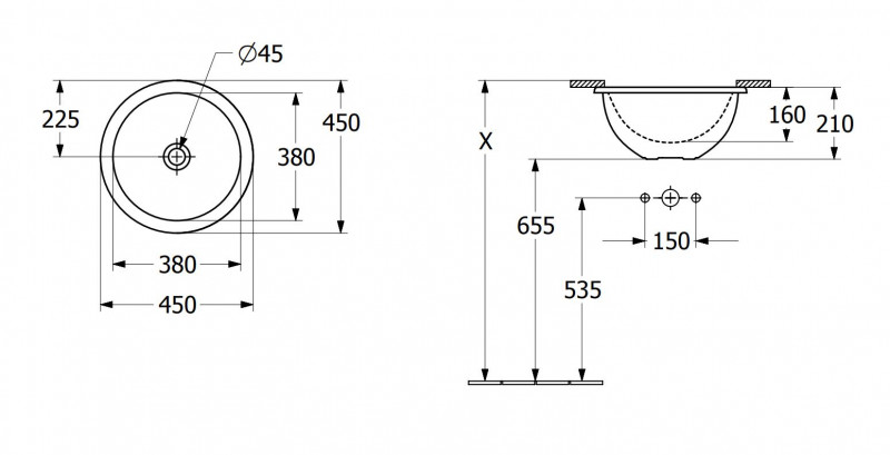 Villeroy&Boch Loop&Friends umywalka podblatowa 38x38 biała weiss alpin 4A520101