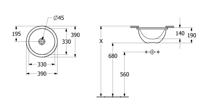 Villeroy&Boch Loop&Friends umywalka podblatowa 33x33 biała weiss alpin 4A510101