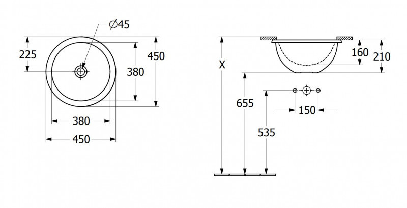 Villeroy&Boch Loop&Friends umywalka podblatowa 38x38 biała weiss alpin CeramicPlus 4A5200R1