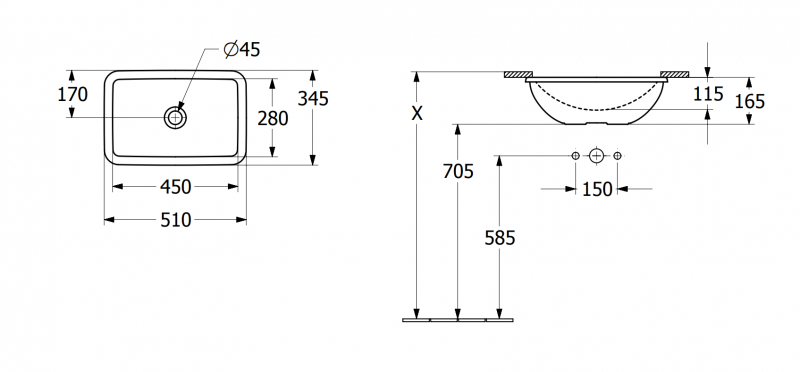 Villeroy&Boch Loop&Friends umywalka podblatowa 45x28 biała weiss alpin CeramicPlus 4A5600R1