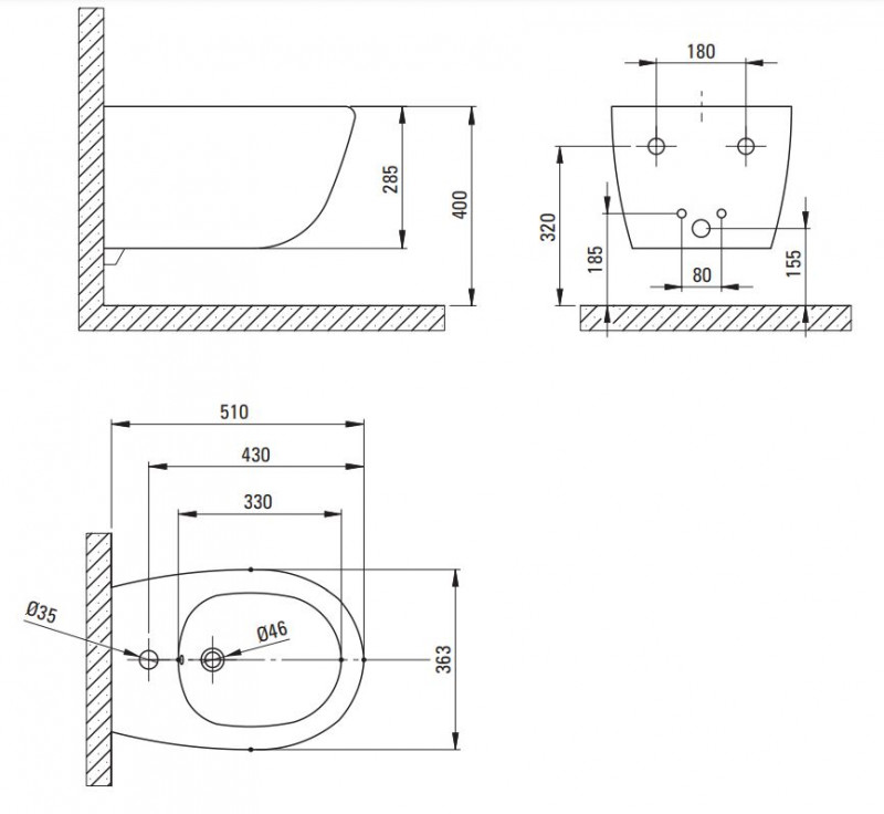 Deante Silia bidet wiszący 51 cm biały CDL6BPW