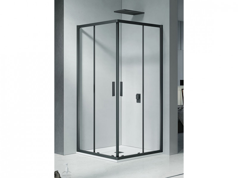 Riho HAMAR 2.0 R207 kabina kwadratowa 80x80 cm drzwi przesuwne czarny matowy przeźroczyste G007004121