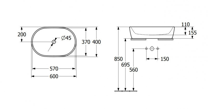 Villeroy&Boch Architectura umywalka stojąca na blacie 60x40 biała weiss alpin CeramicPlus 5A2660R1