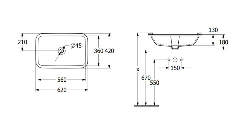 Villeroy&Boch Architectura umywalka podblatowa 57x37 biała weiss alpin CeramicPlus 5A7760R1