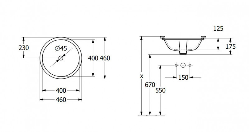 Villeroy&Boch Architectura umywalka podblatowa 40x40 biała weiss alpin CeramicPlus 5A7546R1