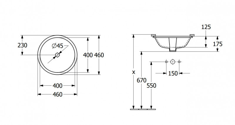 Villeroy&Boch Architectura umywalka podblatowa 40x40 biała weiss alpin 5A754601