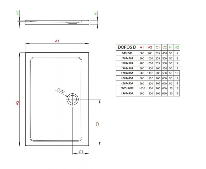 Radaway Doros D Stone brodzik prostokątny płaski 120x100 czarny SDRD1210-01-54S