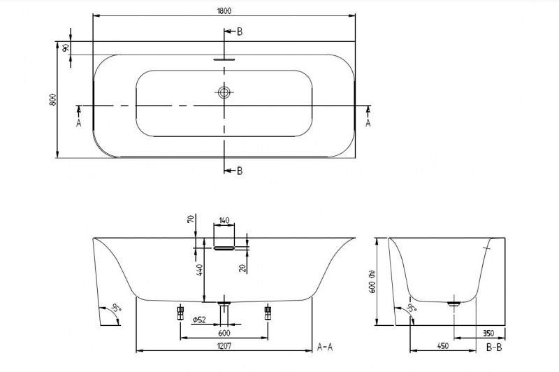 Villeroy&Boch Loop&Friends Square wanna przyścienna prawa 180x80 biała weiss alpin UBA180LSF9CR00V-01