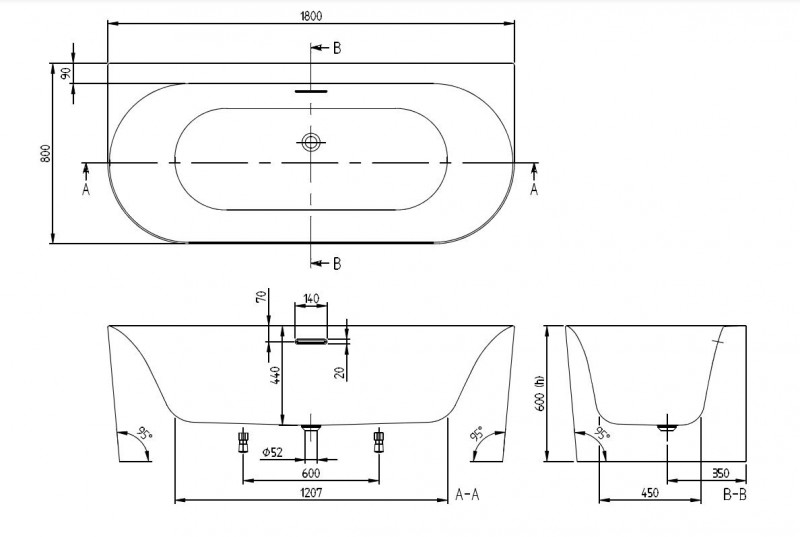 Villeroy&Boch Loop&Friends Oval wanna przyścienna 180x80 biała weiss alpin UBA180LOF9CS00V-01