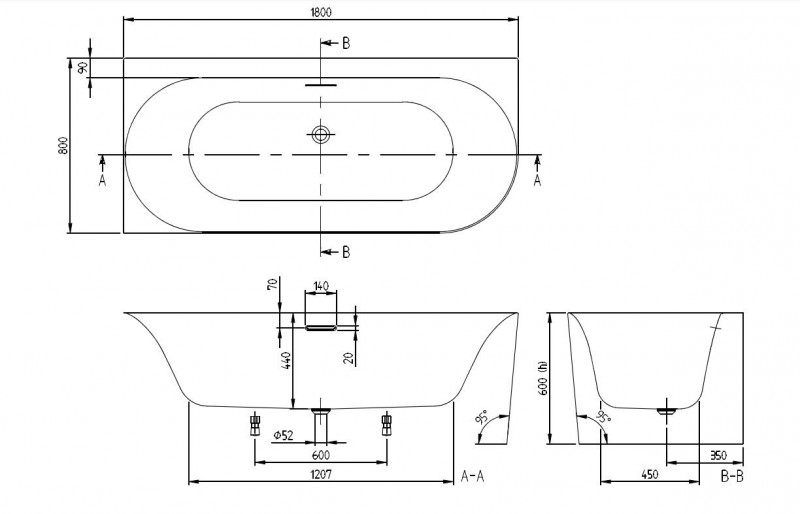 Villeroy&Boch Loop&Friends Oval wanna przyścienna lewa 180x80 biała weiss alpin UBA180LOF9CL00V-01