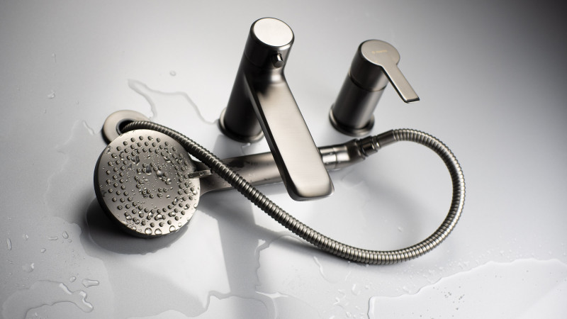 Deante Arnika bateria wannowa 3-otworowa titanium BQAD13M