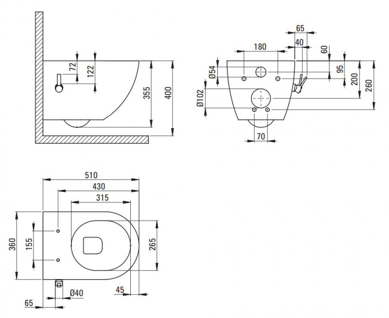 Deante Peonia muszla wisząca bezkołnierzowa z funkcją bidetu z baterią mieszaczową + deska slim czarny CBPNWPW