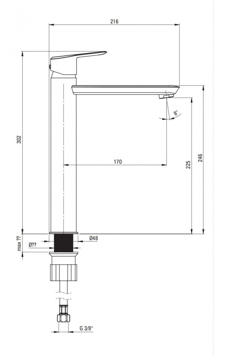 Deante Arnika bateria umywalkowa wysoka titanium BQAD20N