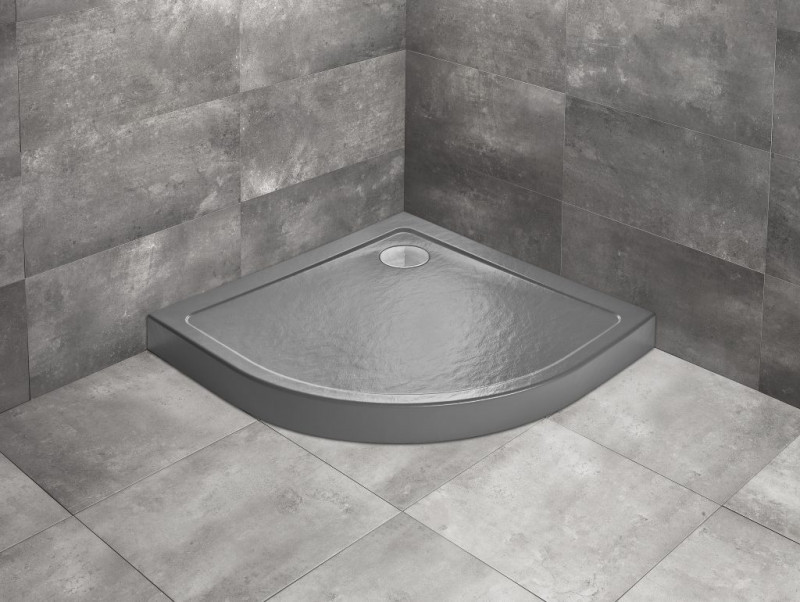 Radaway Doros A Compact Stone brodzik półokrągły 80x80 ze zintegrowaną obudową antracyt SDRA8080-05-64S