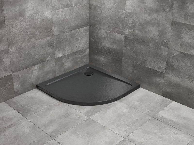 Radaway Doros A Stone brodzik półokrągły 90x90 płaski czarny SDRA9090-01-54S