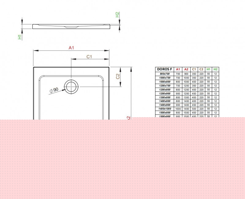 Radaway Doros F Stone brodzik prostokątny płaski akrylowy 120x70 czarny SDRF1270-01-54S