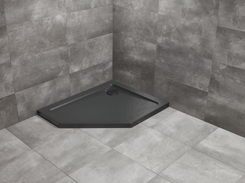 Radaway Doros PT E Stone asymetryczny brodzik pentagonalny akrylowy 100x80 prawy czarny SDRPT1080-01-54SR
