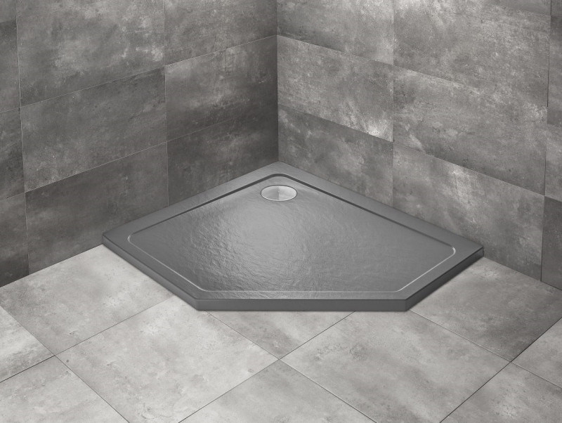 Radaway Doros PT E Stone asymetryczny brodzik pentagonalny akrylowy 100x90 lewy antracyt SDRPT1090-01-64SL