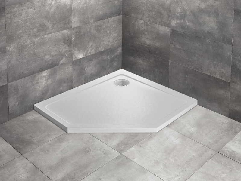 Radaway Doros PT E Stone asymetryczny brodzik pentagonalny akrylowy 100x90 prawy biały SDRPT1090-01-04SR