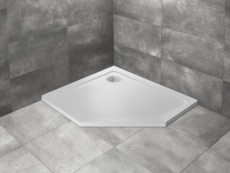 Radaway Doros PT E Stone asymetryczny brodzik pentagonalny akrylowy 100x80 lewy biały SDRPT1080-01-04SL