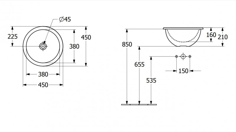 Villeroy&Boch Loop&Friends umywalka wpuszczana w blat 45x45 biała weiss alpin 4A600101