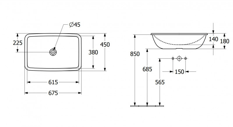 Villeroy&Boch Loop&Friends umywalka wpuszczana w blat 67,5x45 biała weiss alpin 4A660101