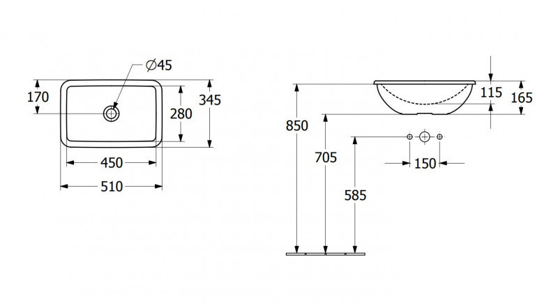 Villeroy&Boch Loop&Friends umywalka wpuszczana w blat 51x34 biała weiss alpin CeramicPlus 4A6400R1