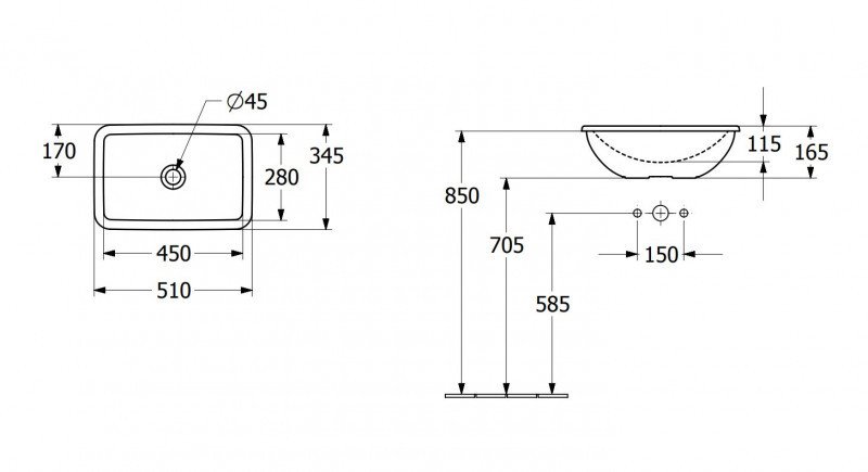 Villeroy&Boch Loop&Friends umywalka wpuszczana w blat 51x34 biała weiss alpin 4A640001