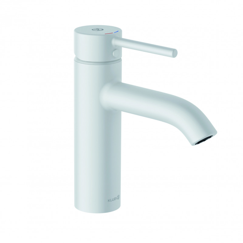Kludi Bozz 100 jednouchwytowa bateria umywalkowa z korkiem klik-klak biały matowy 382885376