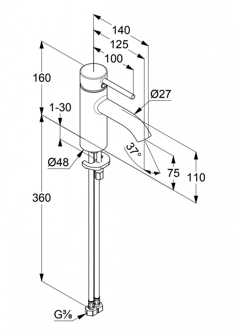 Kludi Bozz 75 jednouchwytowa bateria umywalkowa bez korka chrom 382720576