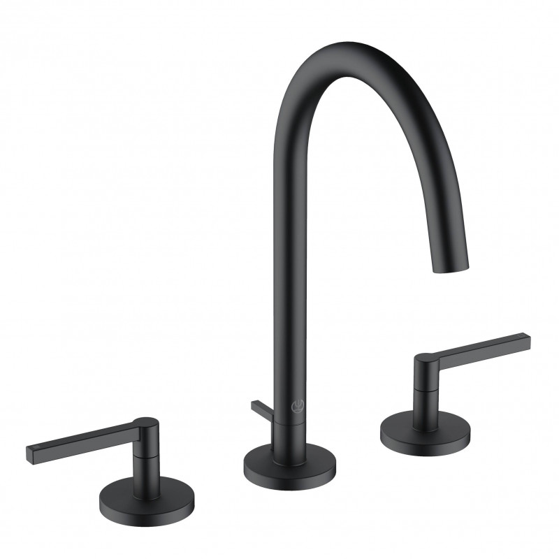 Kludi Nova Fonte Puristic bateria umywalkowa trzyotworowa czarny mat 201433915