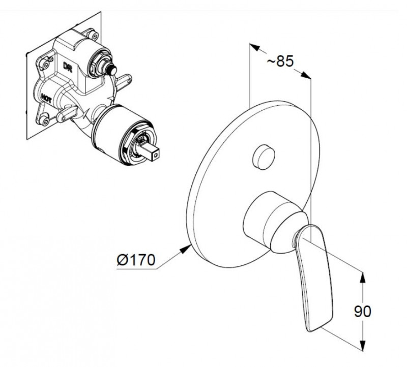 Kludi Balance Push&Switch bateria wannowo-prysznicowa podtynkowa chrom 526590575